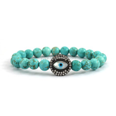 BRP1597 Handmade fashion jewelry bracelet for men,elastic natural stone bead bracelet with charm