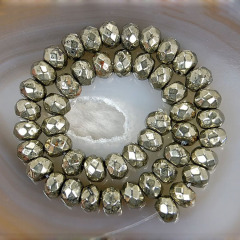 PB1099 natural stone faceted rondelle pyrite stone beads suppliers