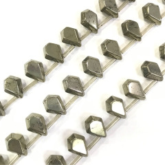 PB1087 Wholesale top drilled faceted natural gold pyrite diamond teardrop beads,diamond teardrop shape pyrite beads