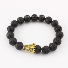 BRR1030 lava beaded gold dragon head bracelet,latest fashion bracelet for boys