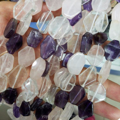 CR5544 Fashion Mixed Natural Crystal Quartz Hexagonal Nugget Beads,Natural Stone Freeform Slice Beads