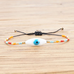 BG1028 Dainty Miyuki Seed Beads Bracelet Good Luck Evil Turkish Eye Adjustable Amulet Charm Bracelet