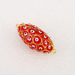 CZ7988 Hot Sale Chunky 18K Gold Plated Enamel Eye Drum Hollow Jewelry Connector Charm