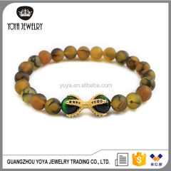 BRR1055 Round yellow dragon veins agate bracelet with charm,custom gold dragon claw bracelet