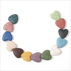 LB1035 Wholesale Colorful lava volcanic heart beads,Creamy Lava Rock Gemstone heart shaped Beads