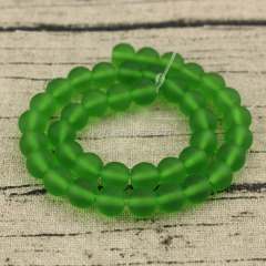 GP0850 Green Multi Colored Matte Sea Glass Beads ,8mm frosted beach glass round beads