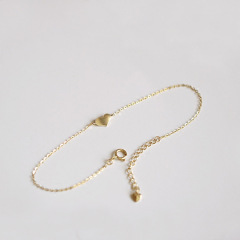 SS3004 Wholesale Dainty Delicate Tiny Fine Jewelry 14k Gold Plated 925 Sterling Silver Chain Heart Bracelets for Her Ladies