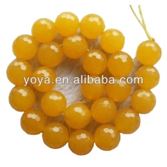 MJ3034 Faceted dyed yellow jade gemstone beads