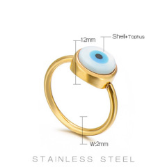 High Quality Non Tarnish 18k Gold Plated Stainless Steel Mop Shell Evil Eye Rings for Women 2021