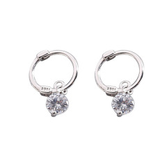 EI1005 Dainty Mini 925 Sterling Silver Cubic Zirconia Zircon CZ Huggie Earrings Jewelry for Ladies Girls