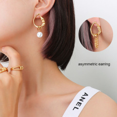 ES1085 Trendy Double Sides Surgical Steel Stud Women Earrings Chunky Stainless Steel Chain Earrings For Ladies