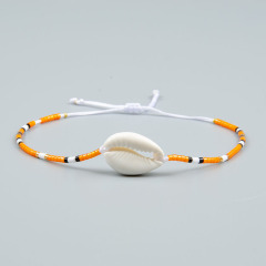 BE1013 Dainty Minimal Delica Miyuki Seed Beaded Cowrie Shell Adjustable Friendship Bracelets