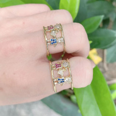 RM1316 Hot Selling 18K gold plated brass CZ diamond micro pave boy and girl kids Children metal stackable Rings for Ladies