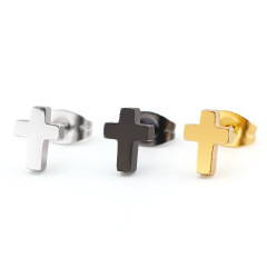 ES1066 Dainty Mini Tiny Gold Plated  Stainless Steel Cross Studs Earrings for Women