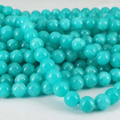 MJ3084 Popular blue smooth round gemstone flower jade beads,Aquamarine colour beads
