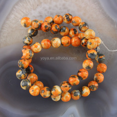 RF0224 -01Wholesale Round orange rainflower gemstone beads,Ocean jade beads