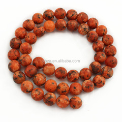 MJ3190 Wholesale Matte Orange and Black Jade Gemstone Beads