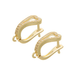 CZ7974  Diamond Gold Silver Black LatchBack Earring, CZ Micro Pave  Leverback Hoop Earring finding with jump ring