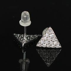EC1074 Fashion CZ Micro Pave Triangle Stud Earring,Cubic Zirconia Crystal Geometric Studs Earring