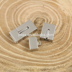 3x10mm Silver Square Clasp 304 stainless steel clasps for flat leather bracelet