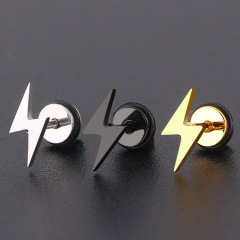ES1064 High Quality Mini Gold Plated 316L Surgical Stainless Steel Lightning Bolt Charm Studs Earrings for Women