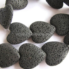 LB1020-1 Valentine Love Black heart shaped lava rocks beads