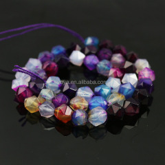 AB0686 Multicolor diamond cut faceted agate nugget beads,faceted gemstone nugget beads