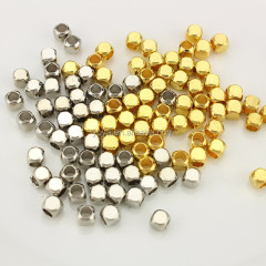 JF8297 Small Rose Gold Silver & Gold Metal Cube Beads,Faceted Metal Square Cube Beads,Hexagon Square Beads
