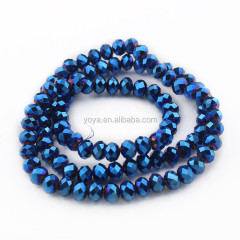 CR0517 Cheap Chinese Metallic Indigo Blue plated faceted crystal glass abacus beads