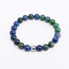 BN5313 new arrival gem stone bead 8mm lapis lazuli with silver hematite elastic bracelet for men