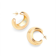 ES1082 Wholesale High Quality Chunky Thick Gold Hoops Stainless Steel Hoops Earrings For Ladies