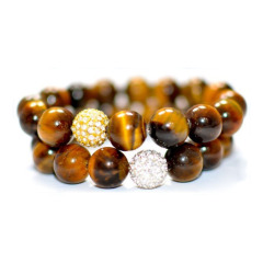 BRP1047 Fashion Tiger's Eye Pave Crystal Bling Ball Beads Bracelet,Elastic Bracelet