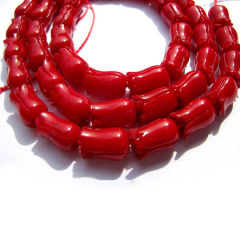 CB8022 Red Coral tulip beads,flower shaped coral beads