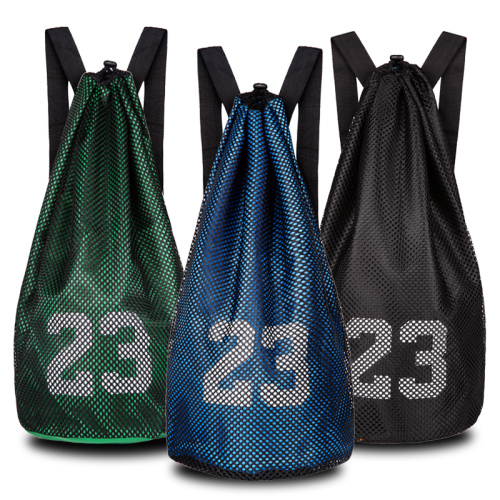 factory custom mesh drawstring backpack Football Volleyball Carrying Shoulder Bag Net Drawstring Travel Sports Gym Backpack