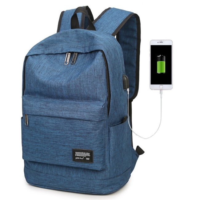Simple Design plain usb charging backpack with laptop sleeve