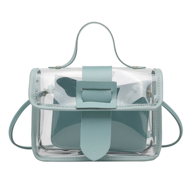 Bolso pequeño y fresco para mujer, nuevo bolso transparente de verano, bolso cuadrado pequeño de moda, bolso de un solo hombro, bolso simple, bolso simple