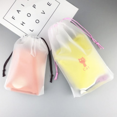 Plastic frosted cartoon with rope and drawstring bag, socks, cosmetics, underwear, cleaning towel and packing bag