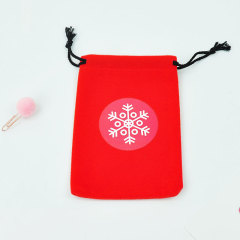 Creative red bundle pocket christmas pattern decoration flannel Gift Drawstring Bag Christmas gift storage bag in stock