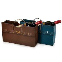 Factory direct spot double bottle wine paper bag horizontal iron ring hand bag red wine gift bag return gift bag