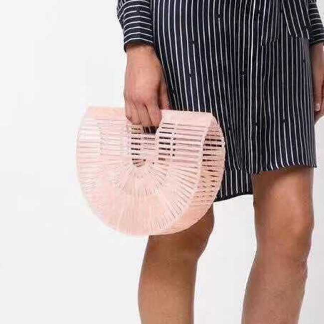Ins acrylic fashion creative gift beach handbag bamboo woven bag rattan woven woman straw woven bag