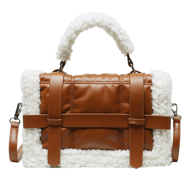Autumn and winter Plush small bag women's bag new 2020 high sense handbag single shoulder crossbite small square bag