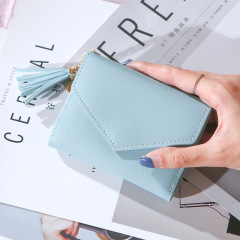 Factory direct new lady's purse female tassel pendant litchi pattern wallet card bag zero wallet spot wholesale
