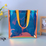 PVC laser advertising gift bag customized transparent colorful plastic shopping cosmetic bag customized logo