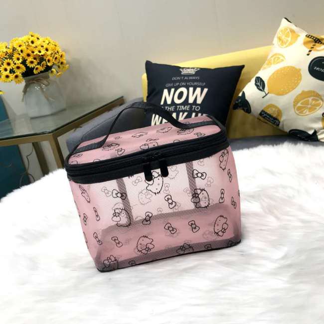 Cosmetic bag for women large capacity storage bag transparent mesh large size wash simple portable cosmetic storage bag