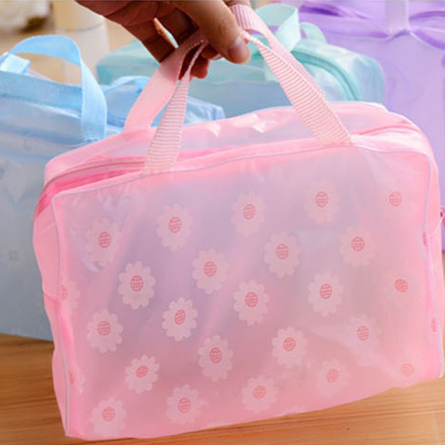 Creative home floral transparent waterproof cosmetic bag washing bag bath products storage bag