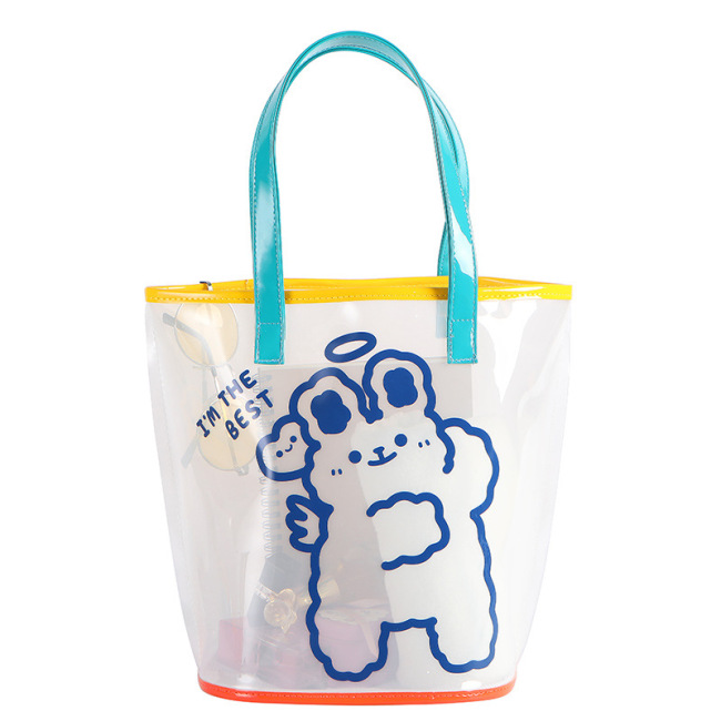 Beach handbag transparent summer Female Travel Portable practical large capacity bear jelly bag