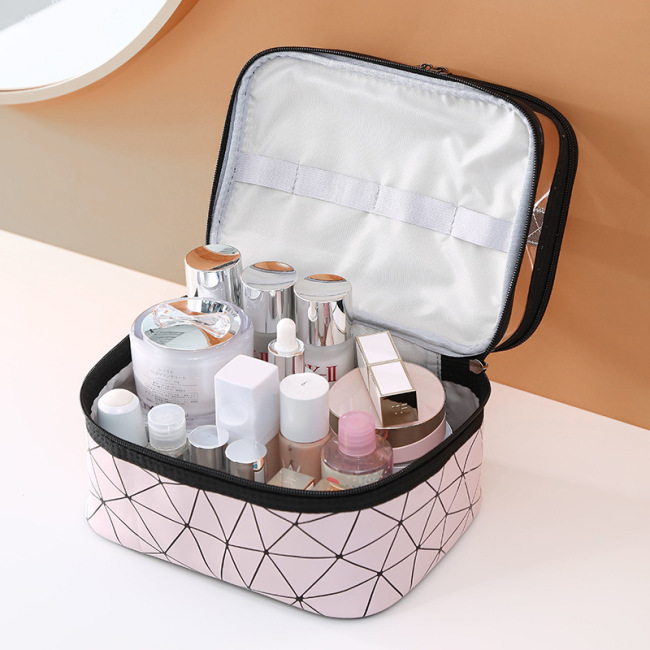 New double layer waterproof cosmetic bag large capacity pink wash bag waterproof travel convenient skin care product storage bag