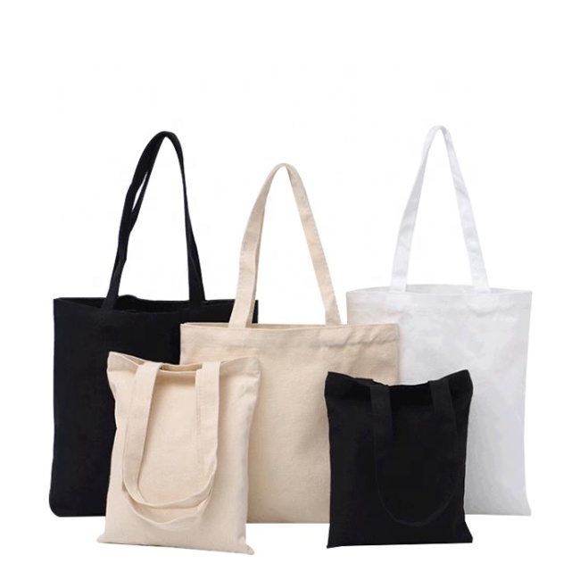 Black handle canvas bag custom print promotional 100% cotton canvas tote bag wholesale