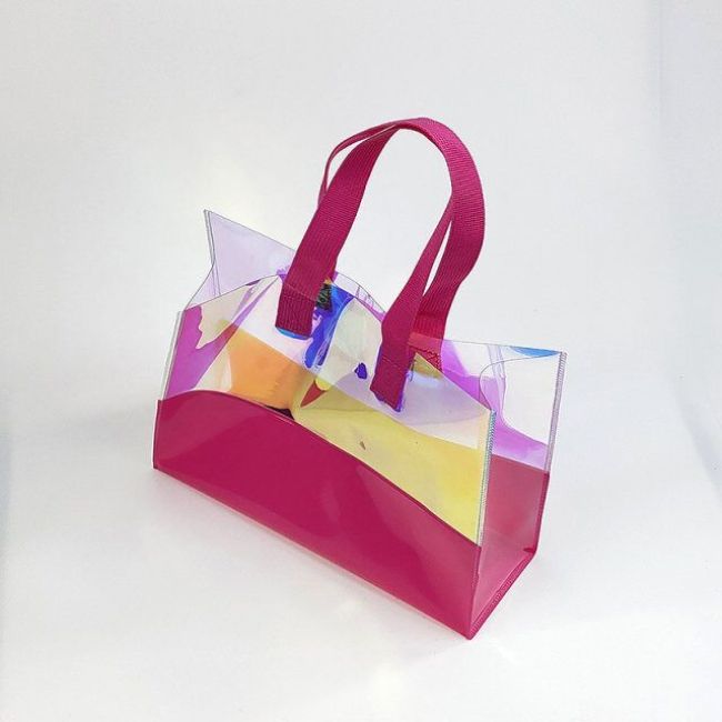 Promotional Eco-friendly Waterproof Tote Laser Bag Clear PVC Hand Bag For Shopping