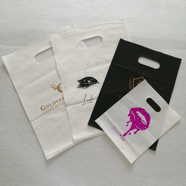 Hot sell high quality HDPE handle promotion gloss poly plastic bags